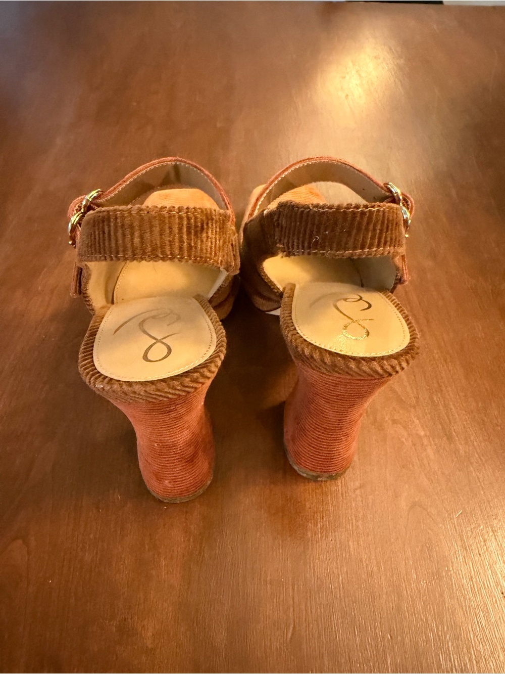 Sam Edelman Corduroy Slingback Heels in Rust - Picture 3 of 4